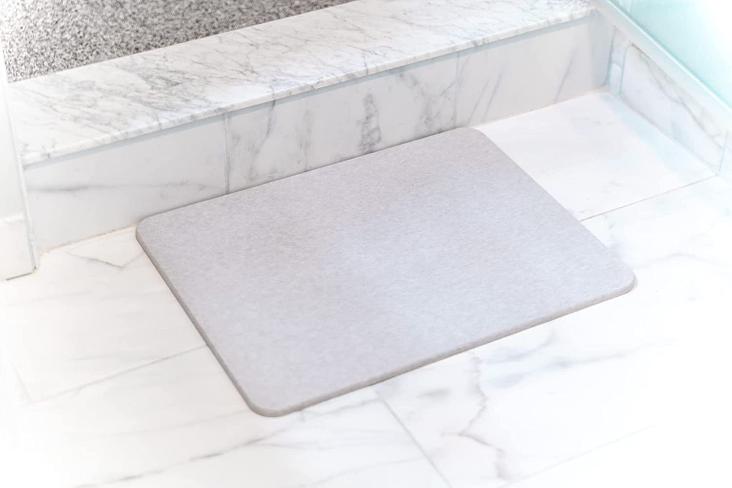 Stone Bath Mat, Diatomaceous Earth Shower Mat, 17.75X13.75 | Quick-Dry Absorbent Non-Slip Bathroom Floor Rug | Versatile, Eco-Friendly, & Easy to Clean | Gray