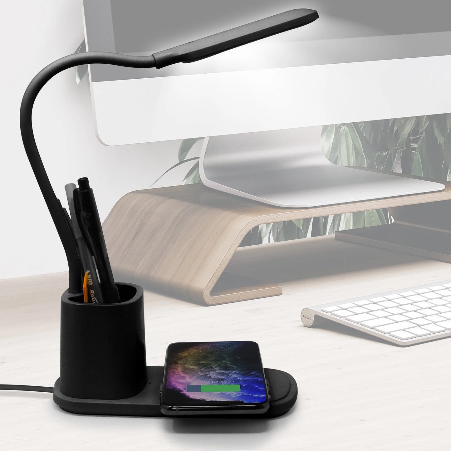 U-Light LED Desk Lamp with Wireless Charger & Organizer Black