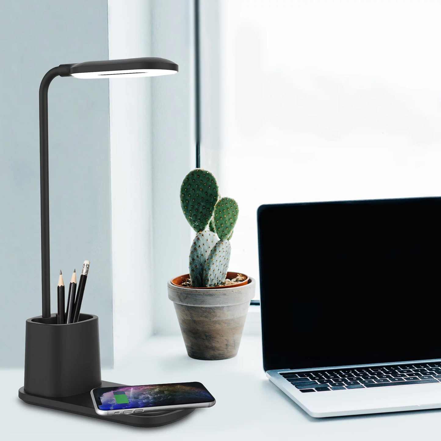 U-Light LED Desk Lamp with Wireless Charger & Organizer Black