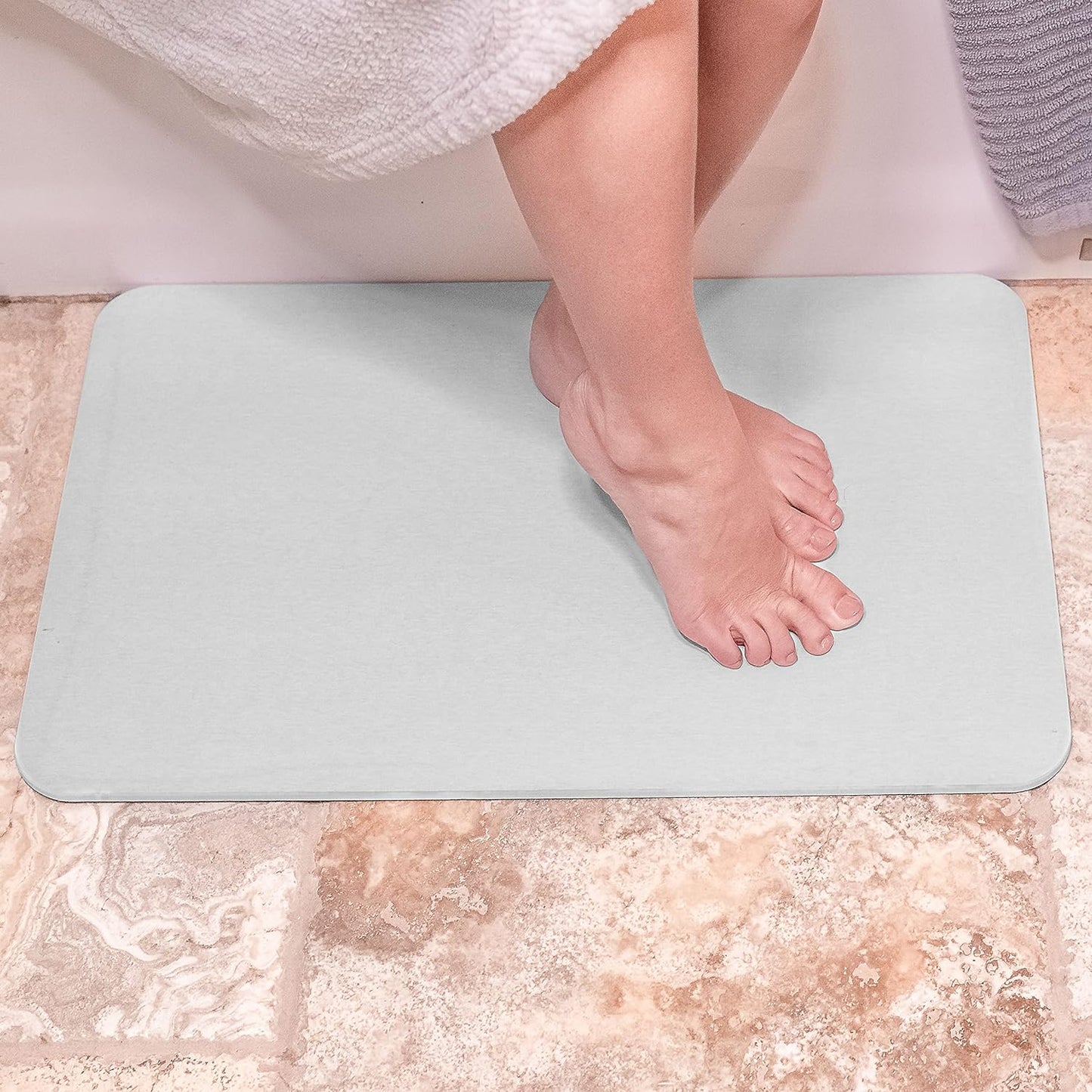 Stone Bath Mat, Diatomaceous Earth Shower Mat, 17.75X13.75 | Quick-Dry Absorbent Non-Slip Bathroom Floor Rug | Versatile, Eco-Friendly, & Easy to Clean | Gray