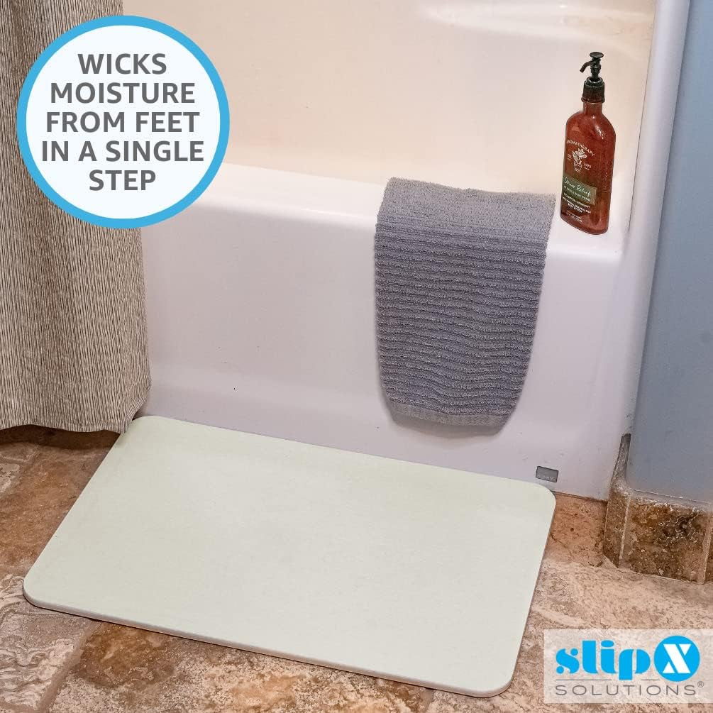 Stone Bath Mat, Diatomaceous Earth Shower Mat, 17.75X13.75 | Quick-Dry Absorbent Non-Slip Bathroom Floor Rug | Versatile, Eco-Friendly, & Easy to Clean | Gray